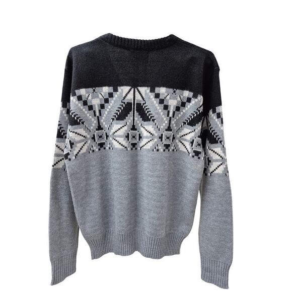 VTG 80s Esprit by Campus Virgin Orlon Acrylic V Neck Sweater Blk/Gry Womens M - Picture 3 of 4